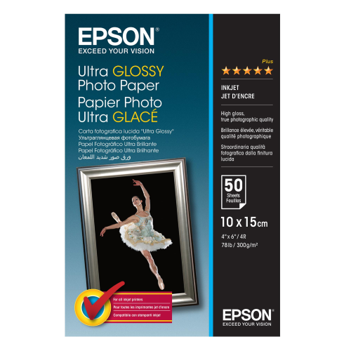 EPSON C13S041943 CONF 50 FOGLI CARTA FOTOGRAFICA FORMATO A6 300 GR/M2 COLORE BIANCO FINITURA LUCIDA